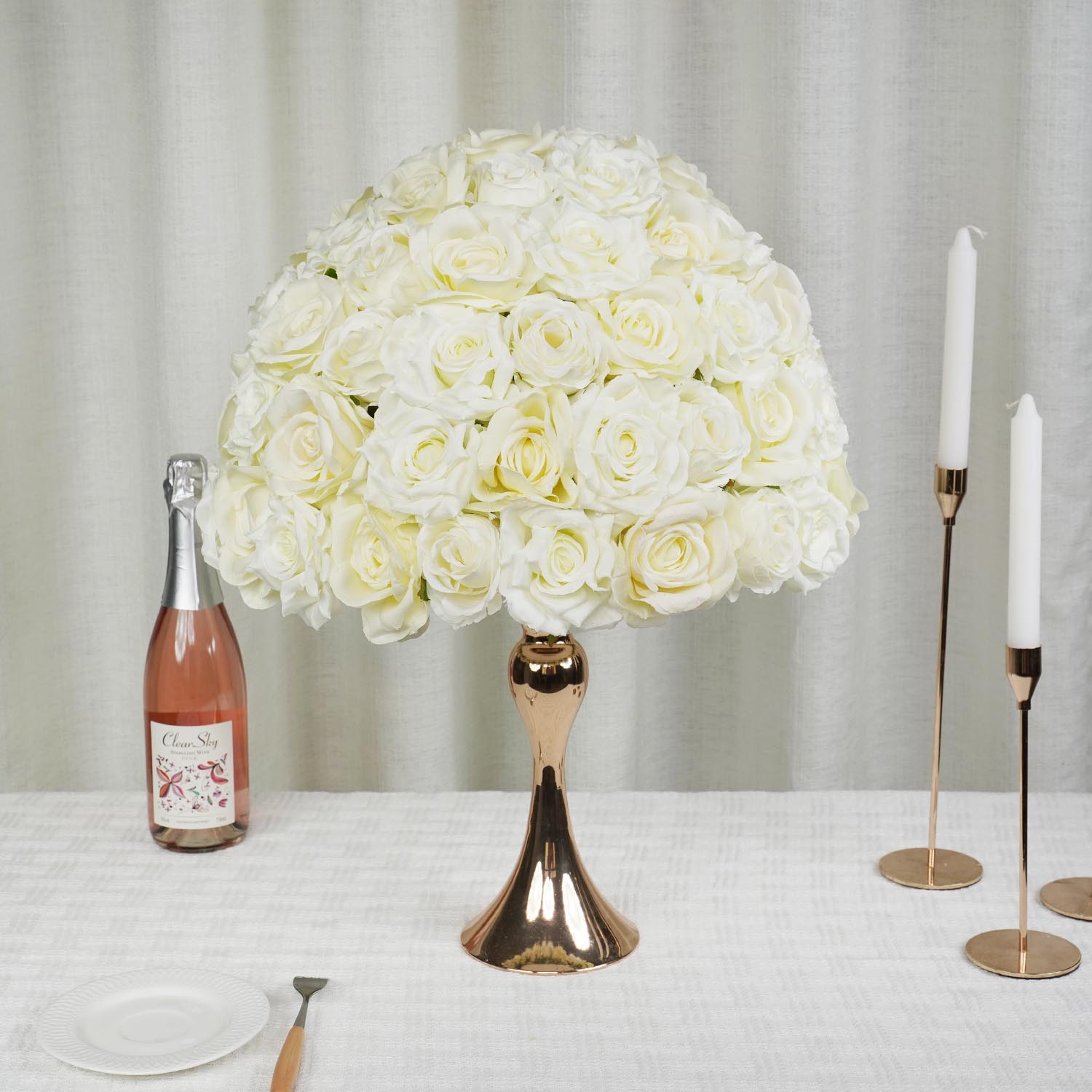 Cream White Half-Sphere Table Flower Floral Arrangement 5 picture